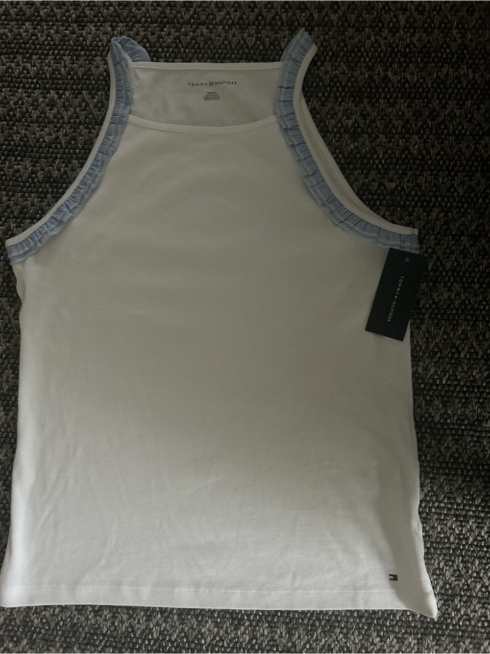 Tommy Hilfiger White Tee with Red & Blue Flag Detail